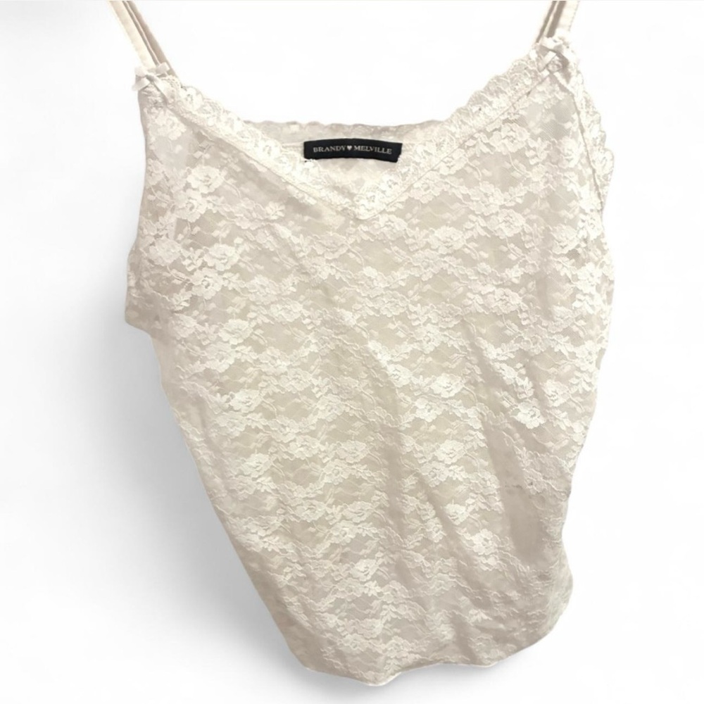 Brandy White Sheer Floral Lace Camisole